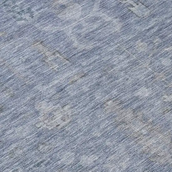 8' Denim Blue And Gray Round Oriental Washable Indoor Outdoor Area Rug Photo 8