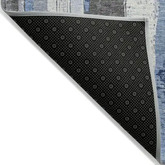 8' Denim Blue And Gray Round Striped Washable Indoor Outdoor Area Rug Photo 8