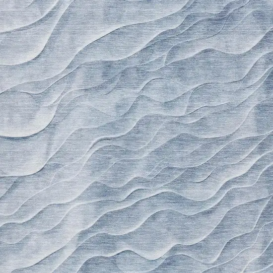 8' Denim Blue And Ivory Abstract Washable Area Rug With UV Protection Photo 2