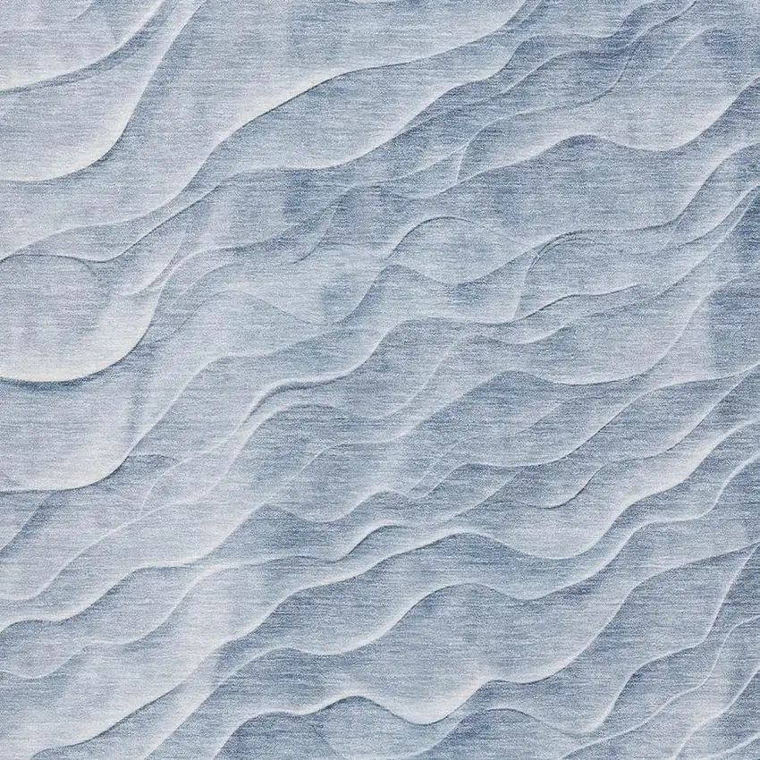 8' Denim Blue And Ivory Abstract Washable Area Rug With UV Protection Photo 2