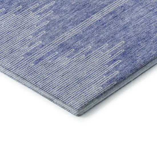 8' Denim Blue And Ivory Abstract Washable Round Rug With UV Protection Photo 6