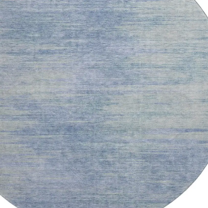 8' Denim Blue And Ivory Abstract Washable Round Rug With UV Protection Photo 3