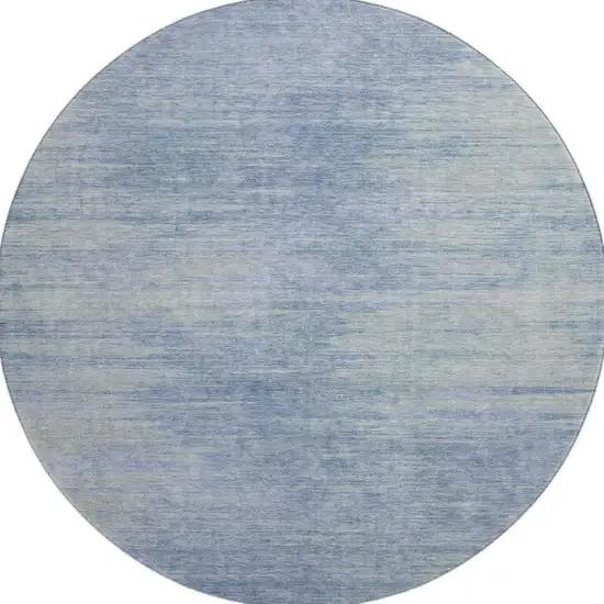 8' Denim Blue And Ivory Abstract Washable Round Rug With UV Protection Photo 4