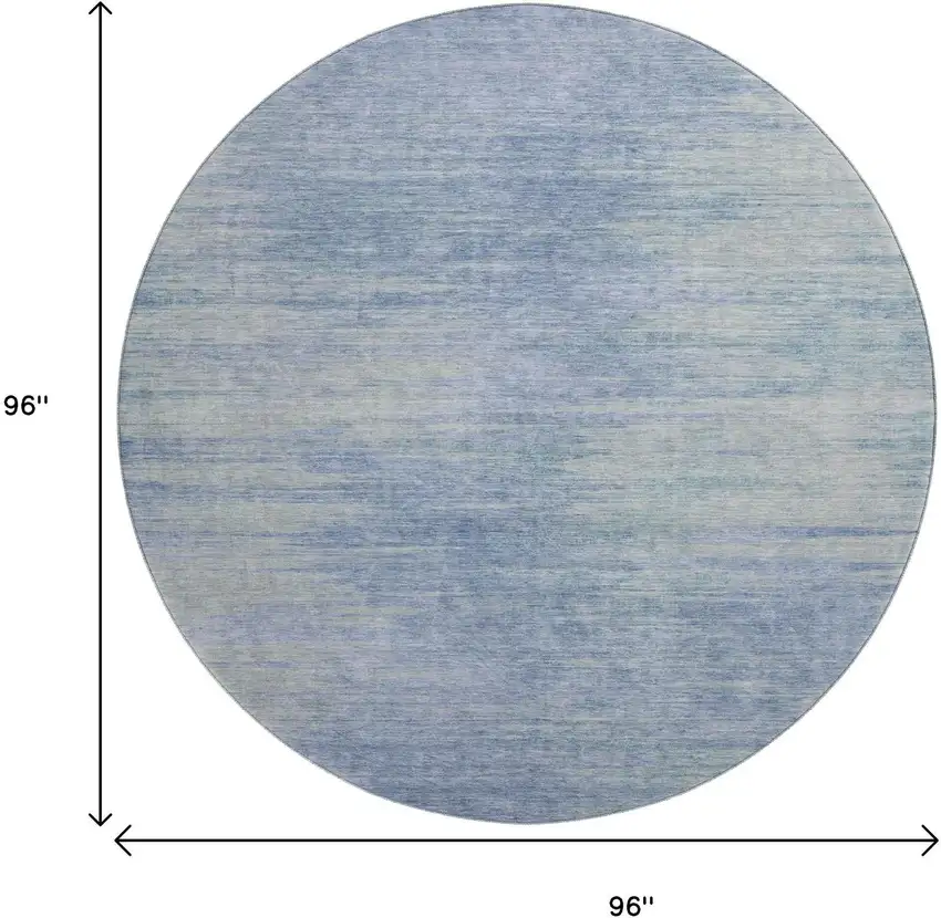 8' Denim Blue And Ivory Abstract Washable Round Rug With UV Protection Photo 3