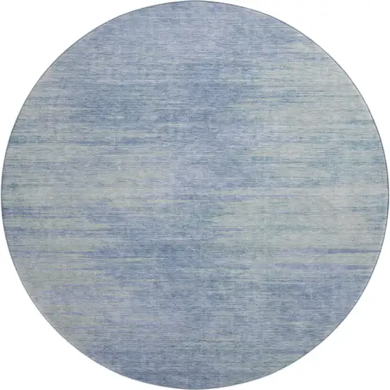 8' Denim Blue And Ivory Abstract Washable Round Rug With UV Protection Photo 1