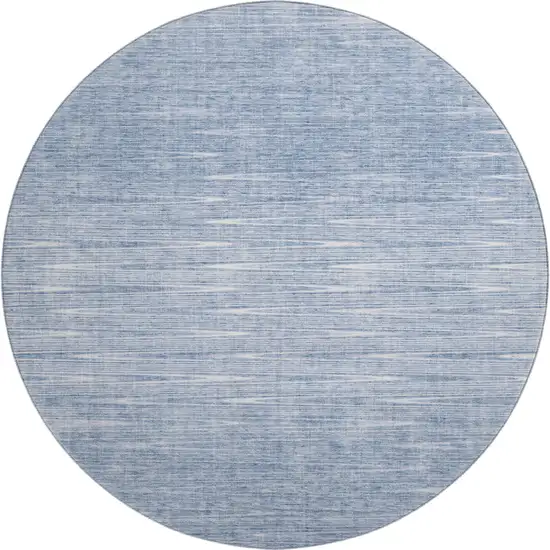 8' Denim Blue And Ivory Abstract Washable Round Rug With UV Protection Photo 1