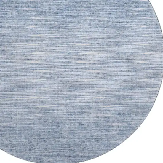 8' Denim Blue And Ivory Abstract Washable Round Rug With UV Protection Photo 3
