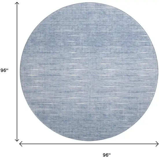 8' Denim Blue And Ivory Abstract Washable Round Rug With UV Protection Photo 3
