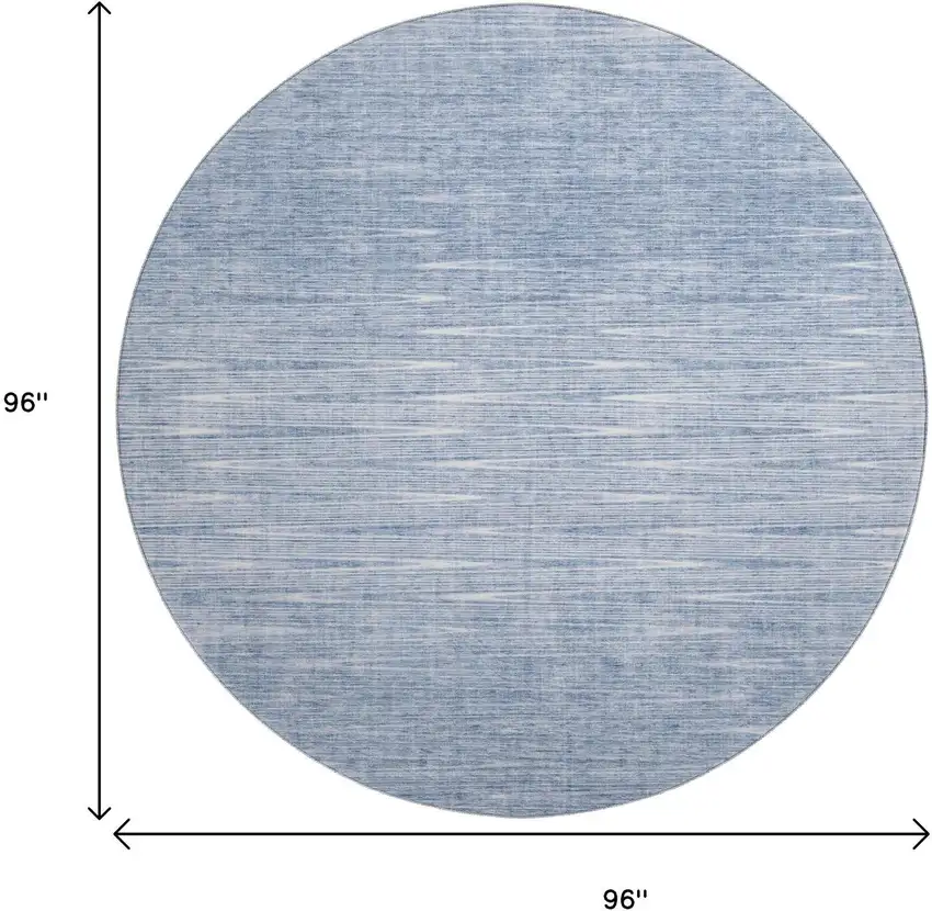 8' Denim Blue And Ivory Abstract Washable Round Rug With UV Protection Photo 3