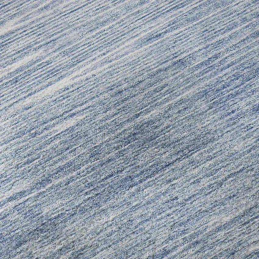 8' Denim Blue And Ivory Abstract Washable Round Rug With UV Protection Photo 9