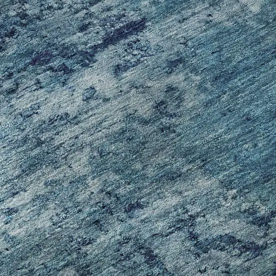 8' Denim Blue And Ivory Abstract Washable Round Rug With UV Protection Photo 8