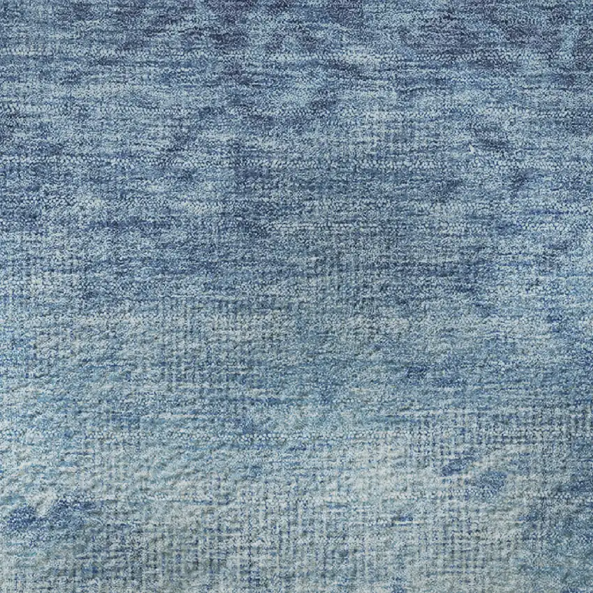 8' Denim Blue And Ivory Damask Washable Round Rug With UV Protection Photo 9