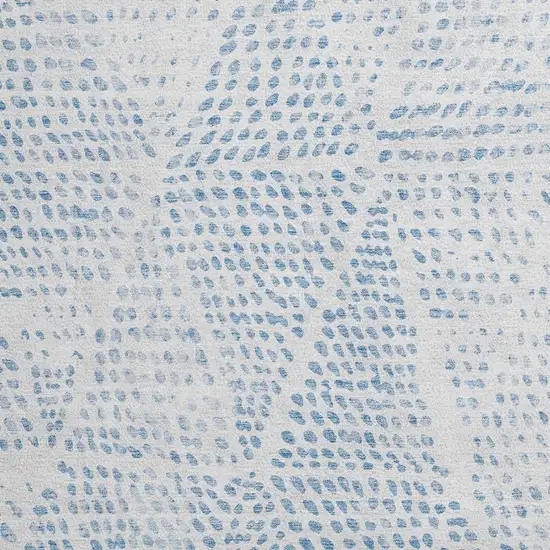 8' Denim Blue And Ivory Diamond Washable Round Rug With UV Protection Photo 4