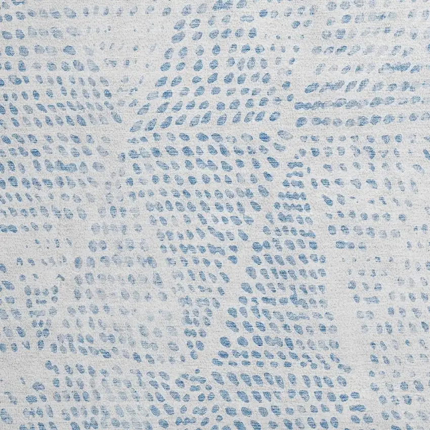 8' Denim Blue And Ivory Diamond Washable Round Rug With UV Protection Photo 4