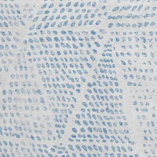 8' Denim Blue And Ivory Diamond Washable Round Rug With UV Protection Photo 3