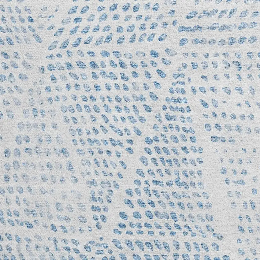 8' Denim Blue And Ivory Diamond Washable Round Rug With UV Protection Photo 3