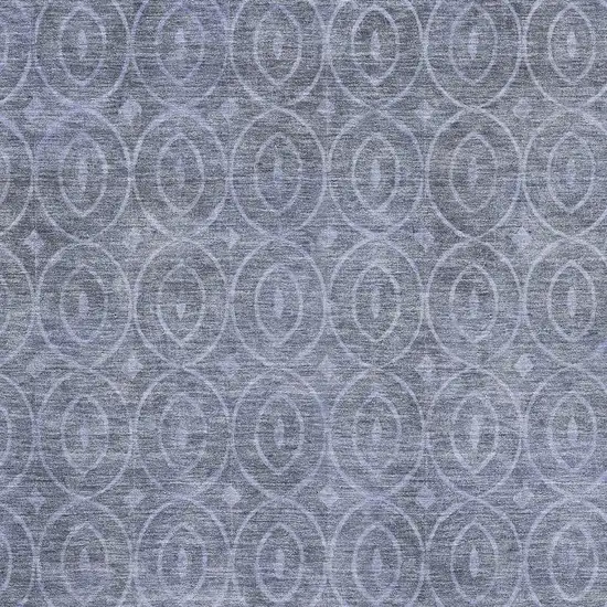 8' Denim Blue And Ivory Geometric Washable Area Rug With UV Protection Photo 2