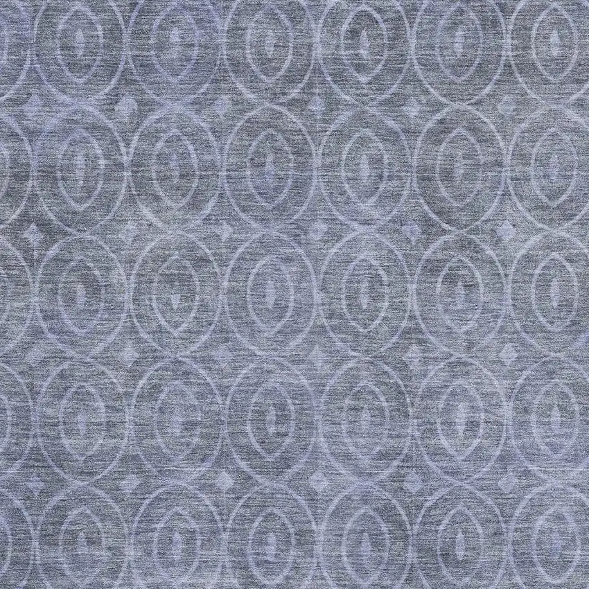 8' Denim Blue And Ivory Geometric Washable Area Rug With UV Protection Photo 2