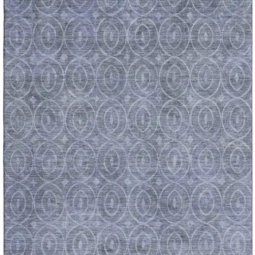 8' Denim Blue And Ivory Geometric Washable Area Rug With UV Protection Photo 3