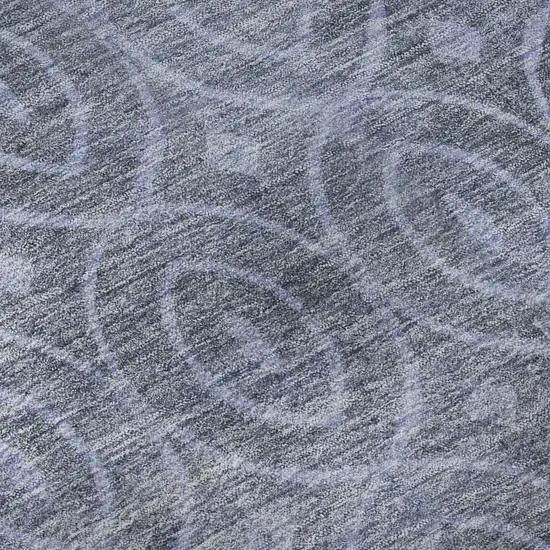 8' Denim Blue And Ivory Geometric Washable Area Rug With UV Protection Photo 9