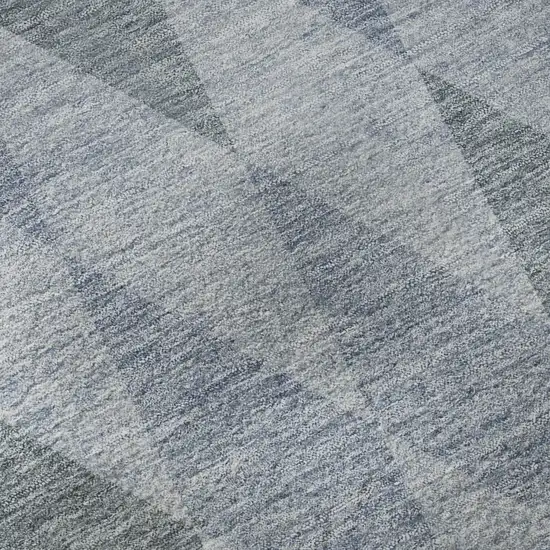 8' Denim Blue And Ivory Geometric Washable Round Rug With UV Protection Photo 9