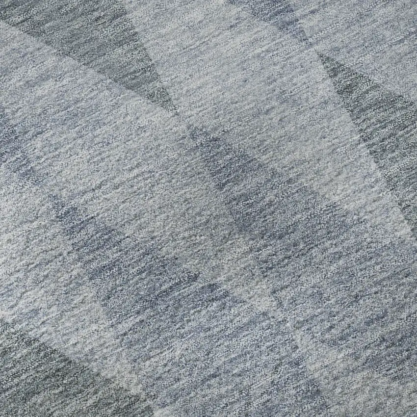 8' Denim Blue And Ivory Geometric Washable Round Rug With UV Protection Photo 9