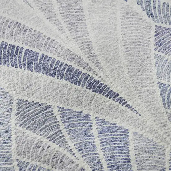 8' Denim Blue And Ivory Geometric Washable Round Rug With UV Protection Photo 9