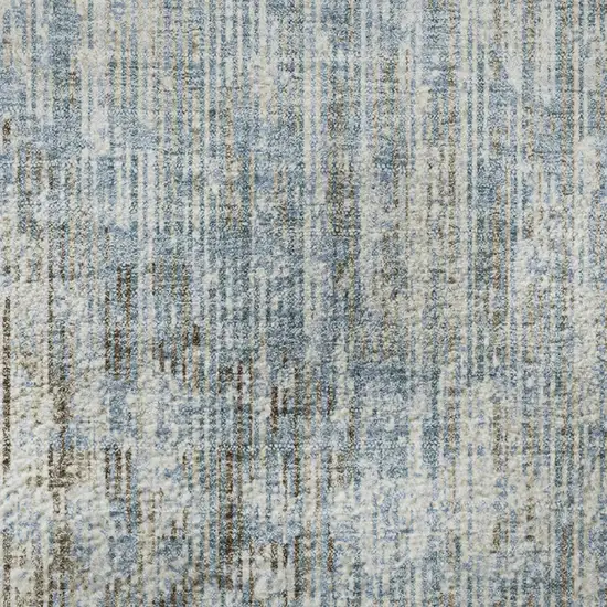 8' Denim Blue And Ivory Geometric Washable Round Rug With UV Protection Photo 9