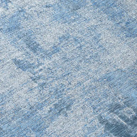 8' Denim Blue And Ivory Round Abstract Washable Indoor Outdoor Area Rug Photo 8