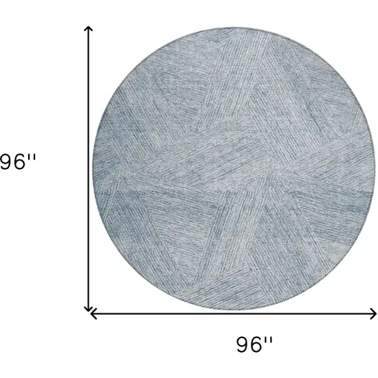 8' Denim Blue And Ivory Round Abstract Washable Indoor Outdoor Area Rug Photo 3