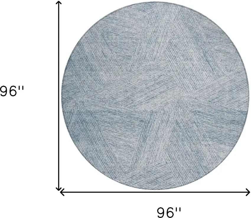 8' Denim Blue And Ivory Round Abstract Washable Indoor Outdoor Area Rug Photo 3