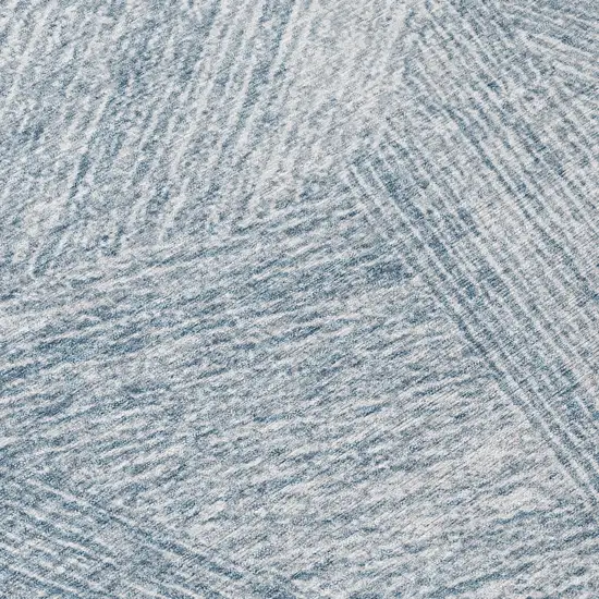 8' Denim Blue And Ivory Round Abstract Washable Indoor Outdoor Area Rug Photo 7