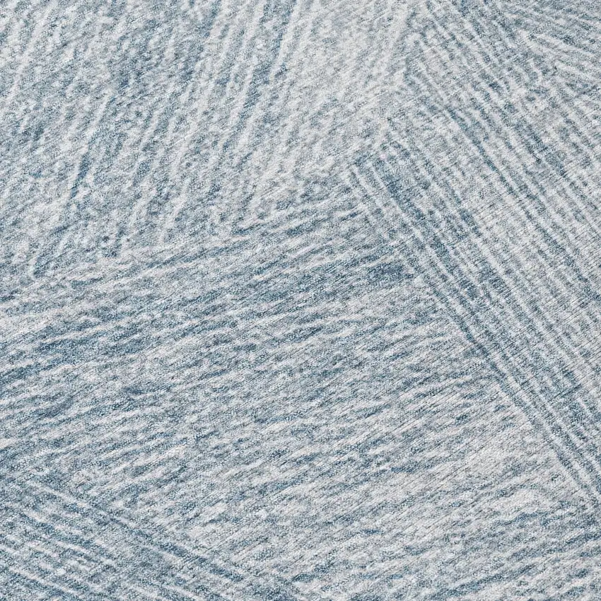 8' Denim Blue And Ivory Round Abstract Washable Indoor Outdoor Area Rug Photo 7