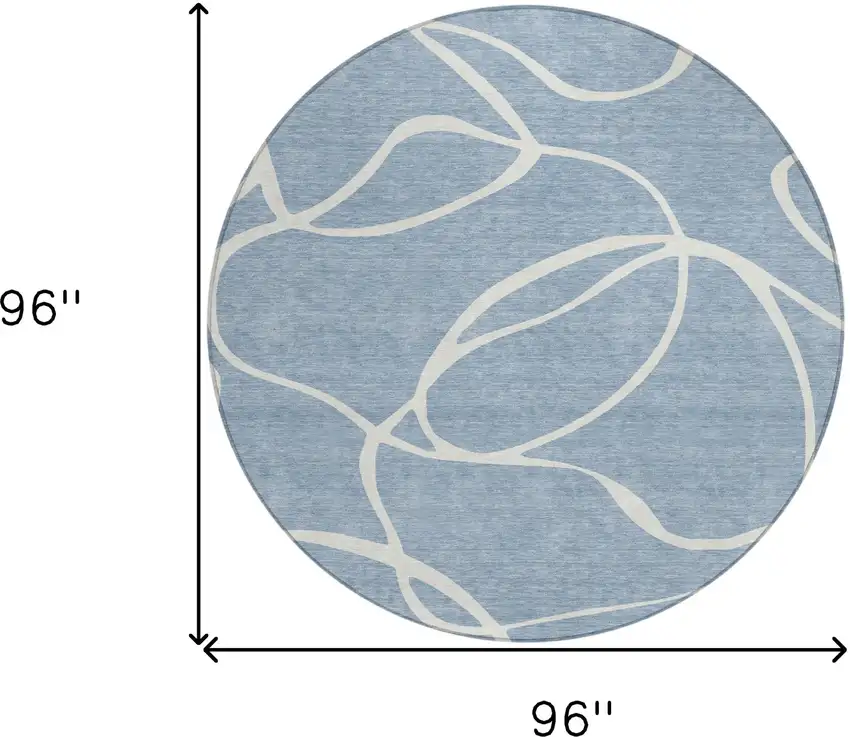 8' Denim Blue And Ivory Round Abstract Washable Indoor Outdoor Area Rug Photo 3