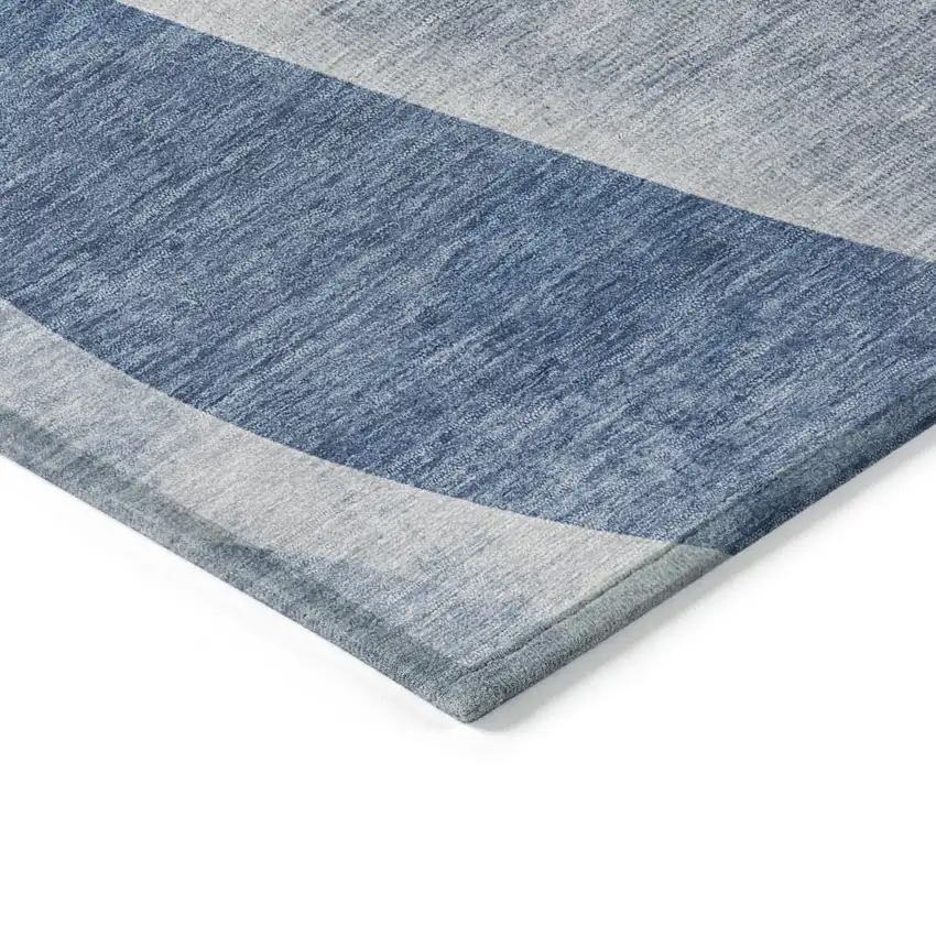 8' Denim Blue And Ivory Round Abstract Washable Indoor Outdoor Area Rug Photo 7