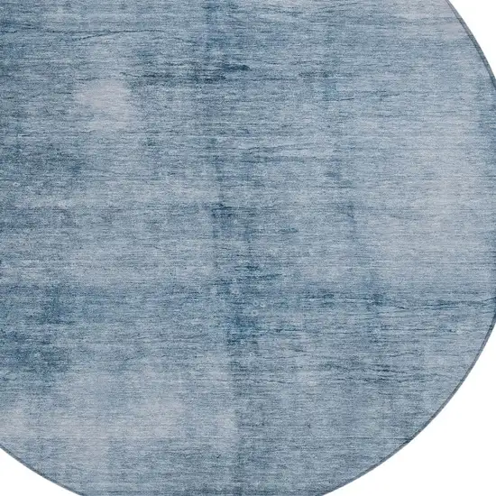 8' Denim Blue And Ivory Round Abstract Washable Indoor Outdoor Area Rug Photo 8