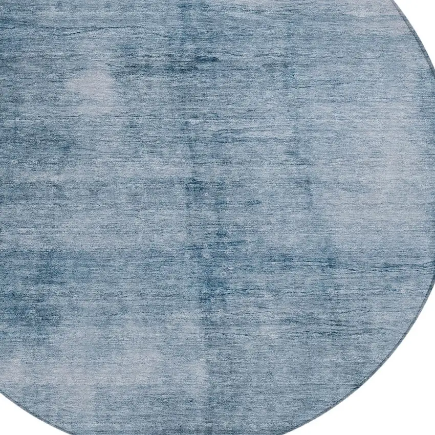 8' Denim Blue And Ivory Round Abstract Washable Indoor Outdoor Area Rug Photo 8