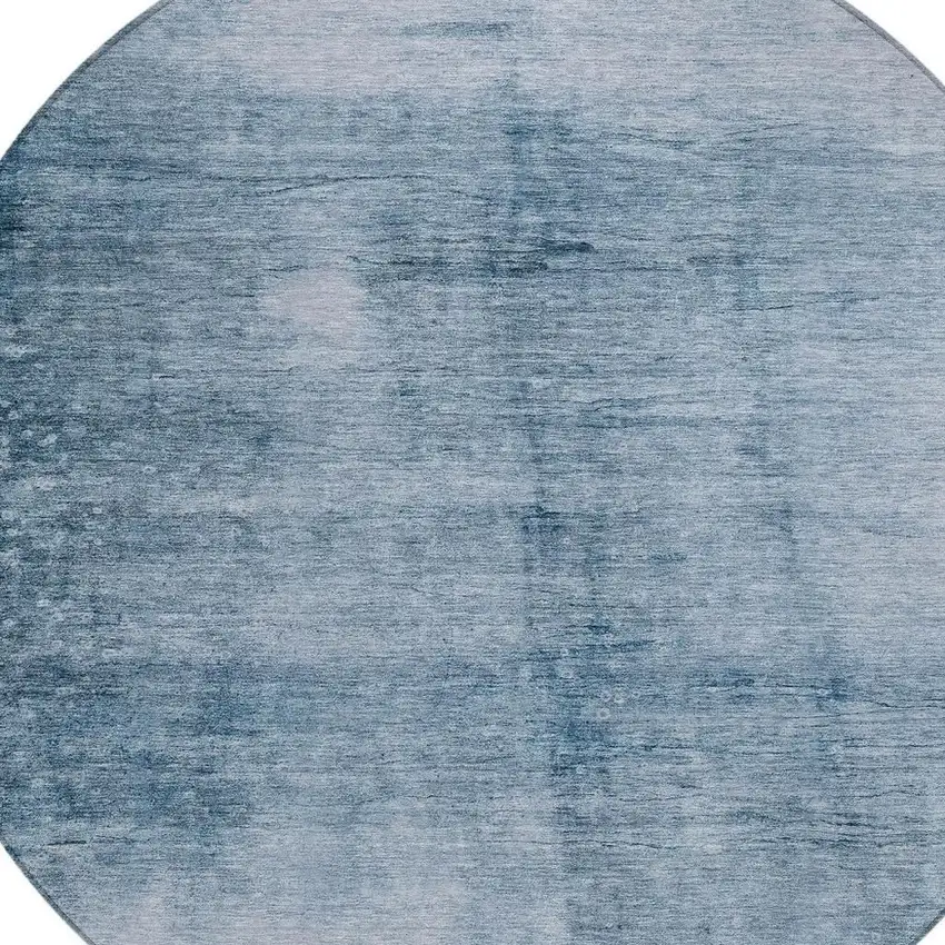 8' Denim Blue And Ivory Round Abstract Washable Indoor Outdoor Area Rug Photo 4