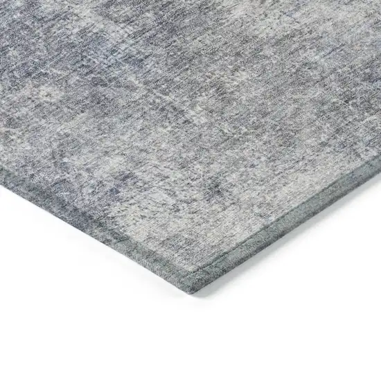 8' Denim Blue And Ivory Round Abstract Washable Indoor Outdoor Area Rug Photo 9