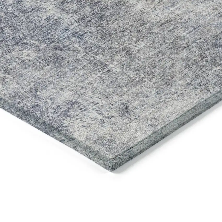 8' Denim Blue And Ivory Round Abstract Washable Indoor Outdoor Area Rug Photo 9