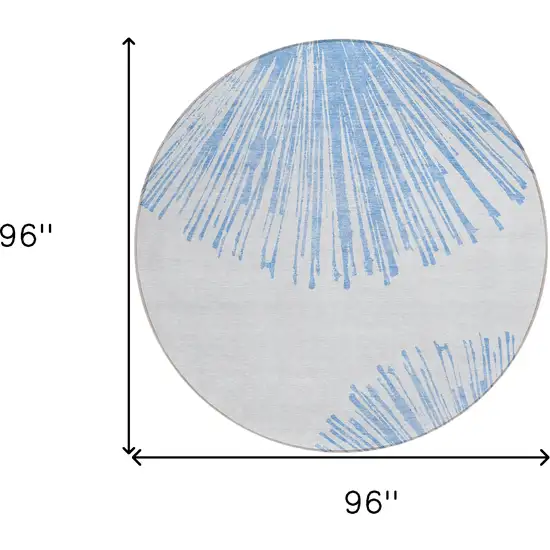 8' Denim Blue And Ivory Round Abstract Washable Indoor Outdoor Area Rug Photo 3