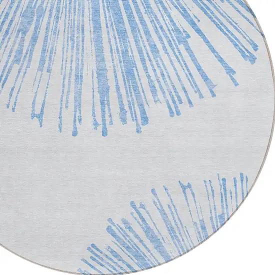 8' Denim Blue And Ivory Round Abstract Washable Indoor Outdoor Area Rug Photo 4