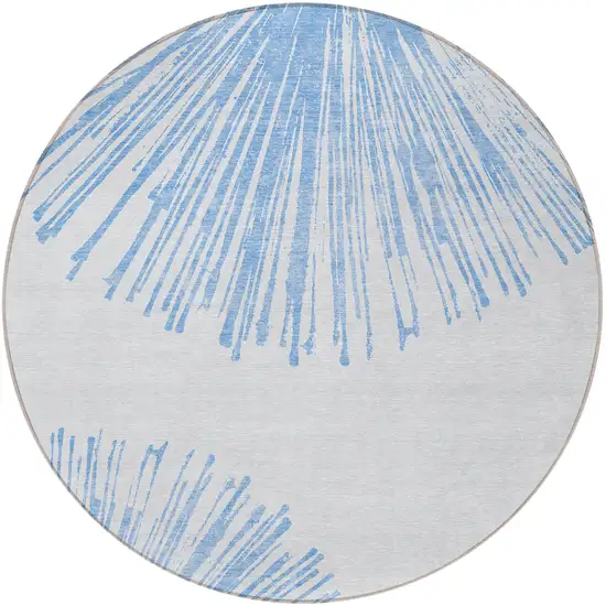 8' Denim Blue And Ivory Round Abstract Washable Indoor Outdoor Area Rug Photo 2