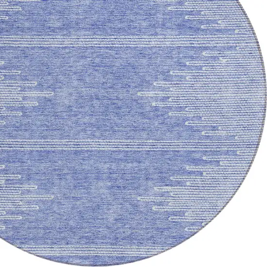 8' Denim Blue And Ivory Round Abstract Washable Indoor Outdoor Area Rug Photo 4