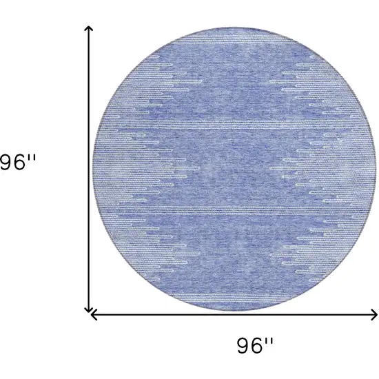 8' Denim Blue And Ivory Round Abstract Washable Indoor Outdoor Area Rug Photo 3
