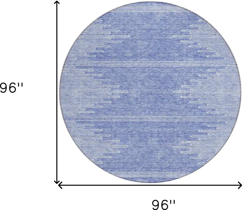 8' Denim Blue And Ivory Round Abstract Washable Indoor Outdoor Area Rug Photo 3