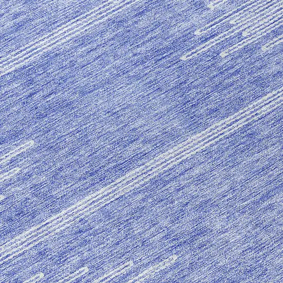 8' Denim Blue And Ivory Round Abstract Washable Indoor Outdoor Area Rug Photo 8