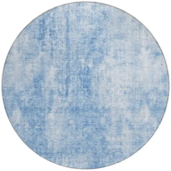 8' Denim Blue And Ivory Round Abstract Washable Indoor Outdoor Area Rug Photo 5