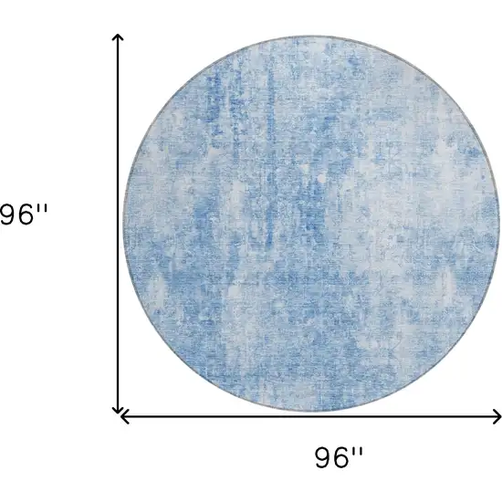 8' Denim Blue And Ivory Round Abstract Washable Indoor Outdoor Area Rug Photo 3