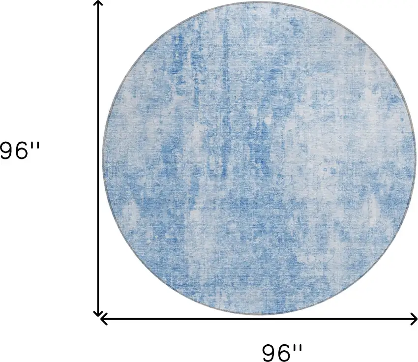 8' Denim Blue And Ivory Round Abstract Washable Indoor Outdoor Area Rug Photo 3